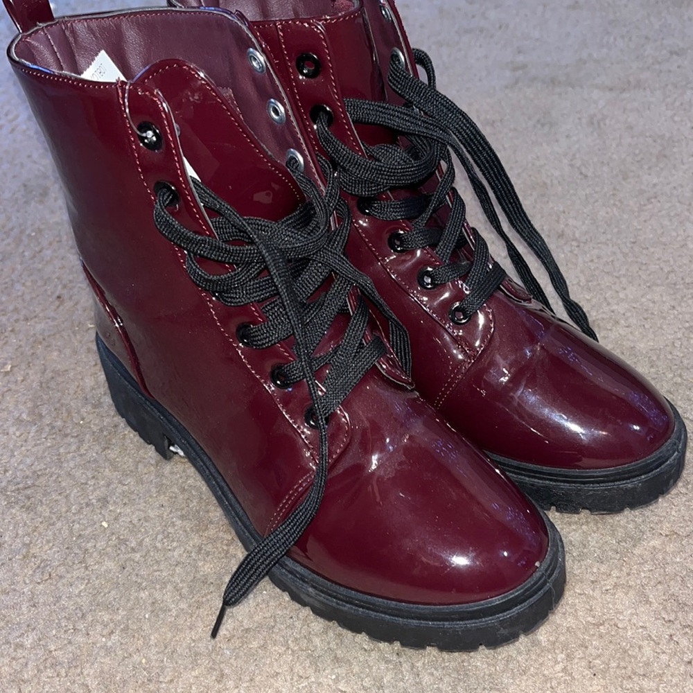 Maroon combat boots